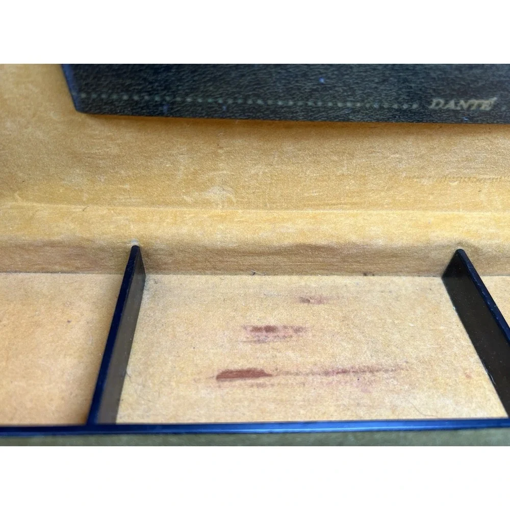 Vintage Dante‎ Men's Valet Jewelry Box Faux Leather Gold Crest Mid-Century